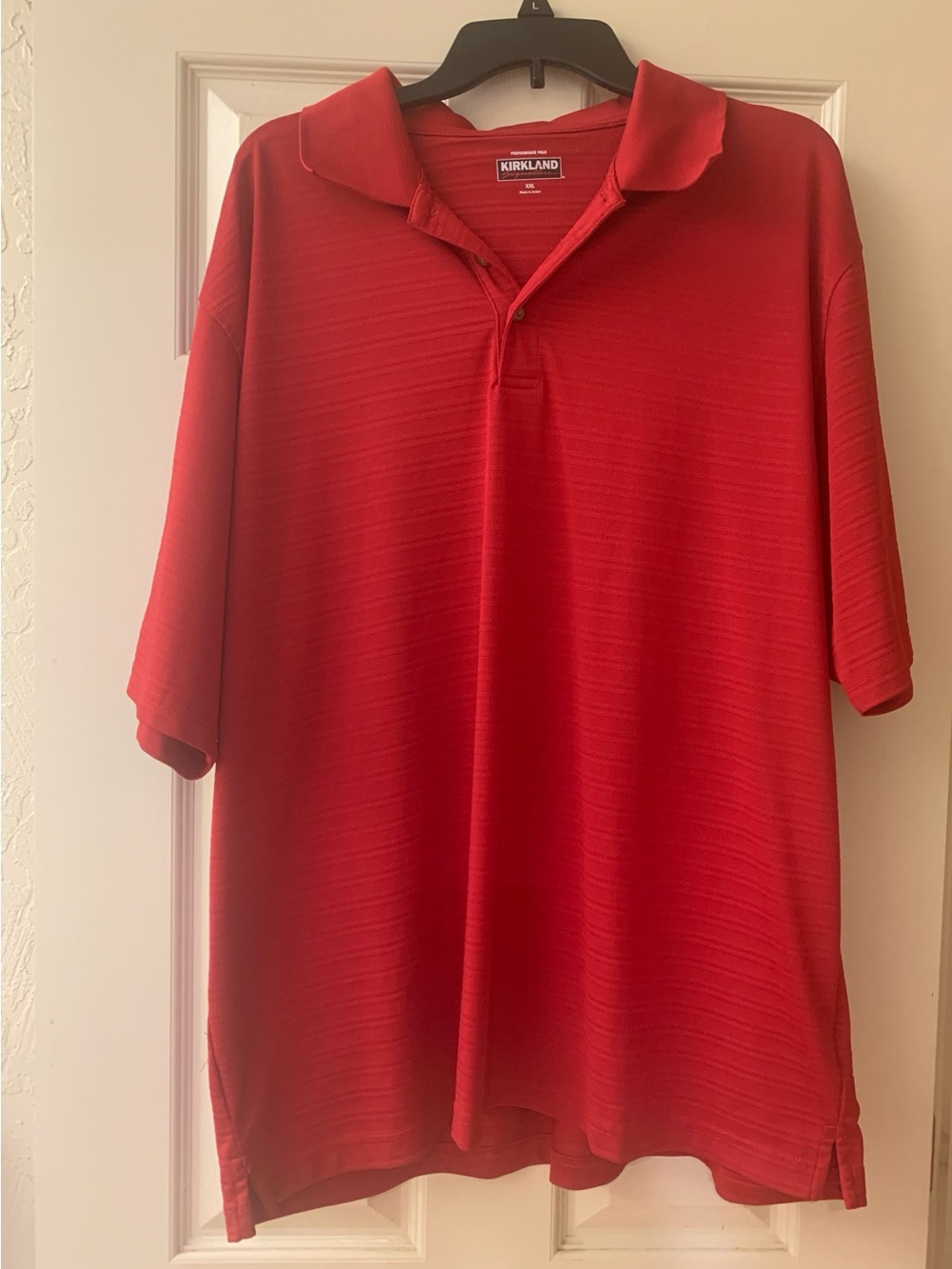 Kirkland Signature Red Men's Polo with Subtle Texture